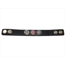 Black Bracelet ~ No 1 ~ 3 Rhinestone Buttons