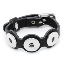 Leather Watch Style Bracelet  ~  3 Buttons