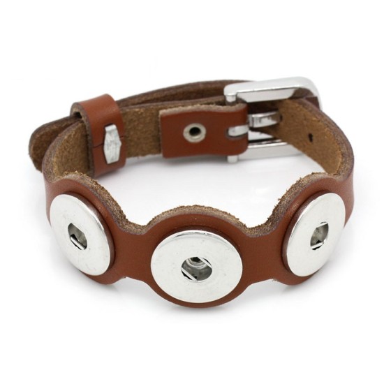 Leather 3 Button Chunk Bracelet ~ Watch Style