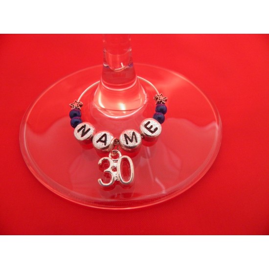 Personalised 30th Birthday Glass Charm on a Gift Card