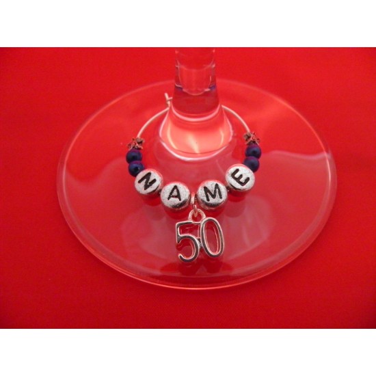 Personalised 50th Birthday Glass Charm on a Gift Card