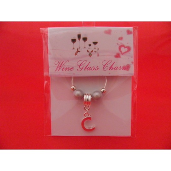 Silver Plated Personalised Letter 'C' Wine Glass Charm