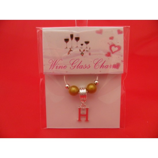 Silver Plated Personalised Letter 'H' Wine Glass Charm