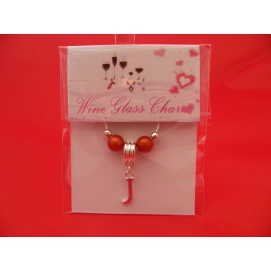 Silver Plated Personalised Letter 'J' Wine Glass Charm