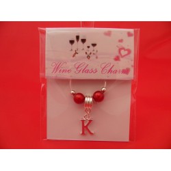 Silver Plated Personalised Letter 'K' Wine Glass Charm