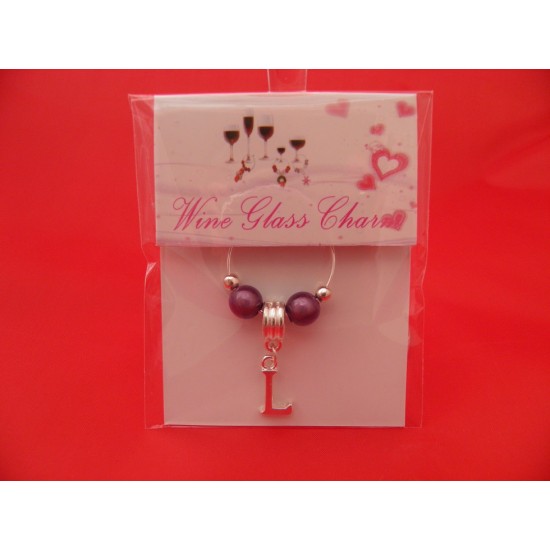 Silver Plated Personalised Letter 'L' Wine Glass Charm