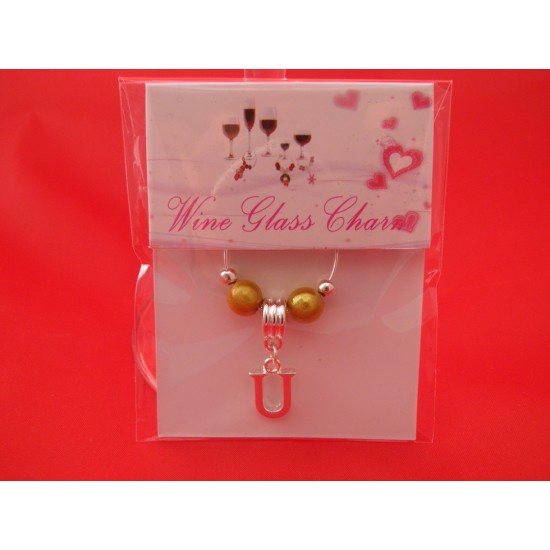 Silver Plated Personalised Letter 'U' Wine Glass Charm