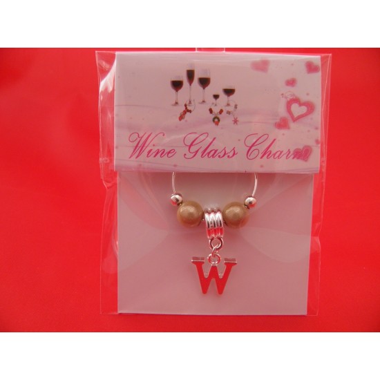 Silver Plated Personalised Letter 'W' Wine Glass Charm