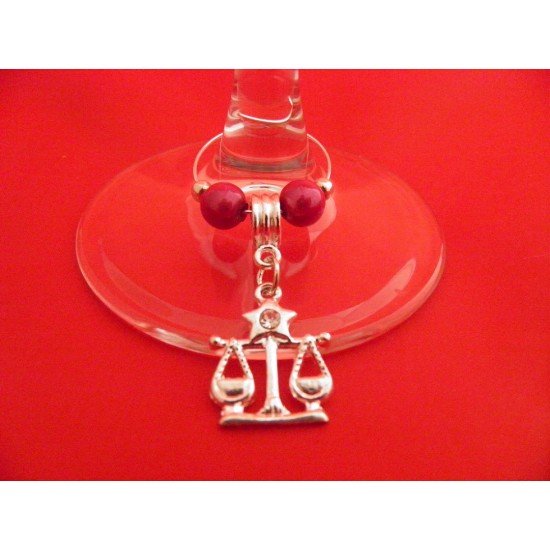 Libra Star Sign Silver Plated Wine Glass Charm