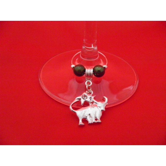 Taurus Star Sign Silver Plated Wine Glass Charm