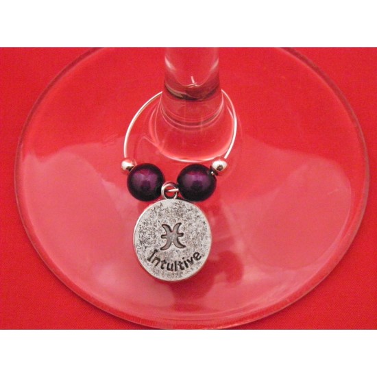 Pisces Zodiac Sign Wine Glass Charm