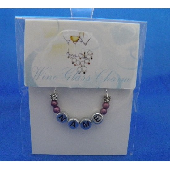 Personalised Name Wine Glass Charm with Butterflies
