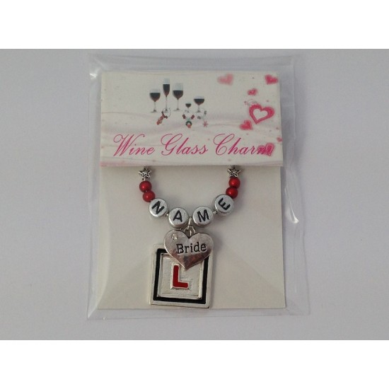 Personalised Name Bride - Hen Party with L Plate Charm