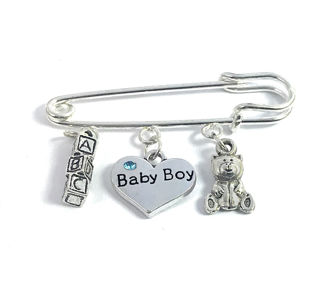 Baby Diaper Pin Charms Safety Pin Charm (12pcs / 6mm x 19mm / Tibetan  Silver / 2 Sided) Baby Shower Gift Decoration Favor Charm CHM1305